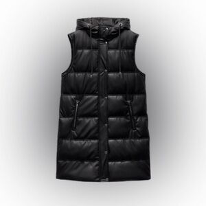 Zara Faux Leather Puffer Vest